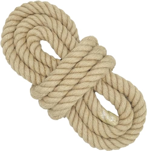 16 mm * 10 m Dickes Juteseil, 4 Stränge gedrehtes Schaukelseil, Hochleistungs-Tauziehseil, Sackleinenschnur für Bastelarbeiten, Gartenarbeit, Hängematte, Heimdekoration, Geländer, Klettern, Dock 16 mm * 10 m Dickes Juteseil, 4 Stränge gedrehtes Schaukelseil, Hochleistungs-Tauziehseil, Sackleinenschnur für Bastelarbeiten, Gartenarbeit, Hängematte, Heimdekoration, Geländer, Klettern, Dock von DoIove