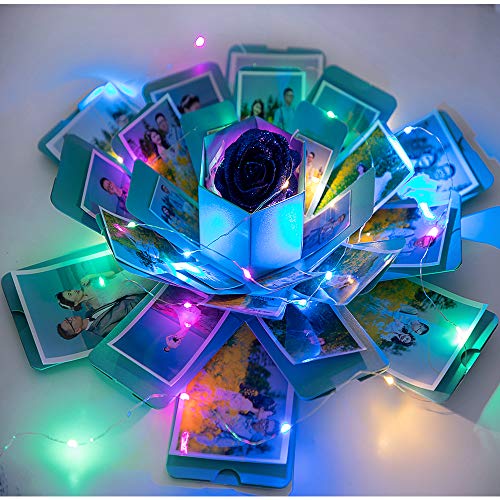 Kreative Explosionsbox – Geschenkbox Scrapbook DIY Fotoalbum Box für Geburtstag, Jahrestag, Valentinstag, Hochzeit (Upgrade-Version) Blau von DoSheng