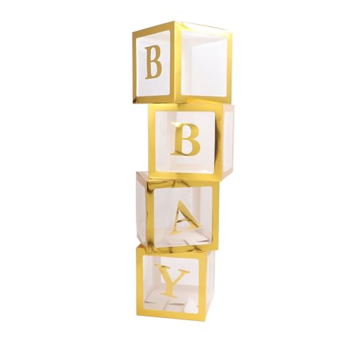 Ballonboxen, Multifunktionale Langzeitaufbewahrung, 4 Stück, Leichte Briefdekorationsbox für Babyparty (GOLD) von Doact