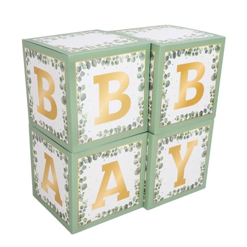 Hochzeit Ballonbox, Buchstabe BABY Worte Dekoration Ballonbox Robust für Geburtstag (Grünes Blattbronzieren) von Doact