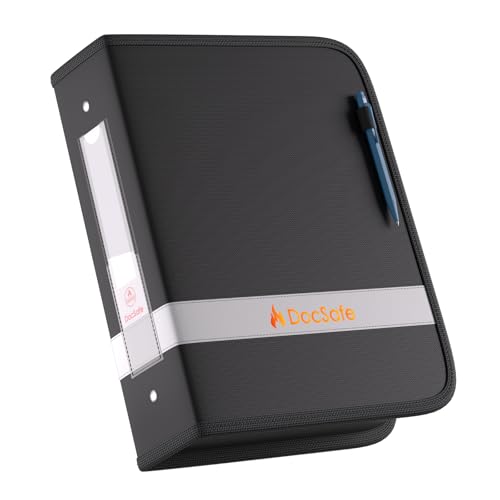 DocSafe 3-Ringbuch mit Reißverschluss, feuerfest, 5,1 cm, rund, mit 2 Innentaschen, PVC-frei, tragbar, für Schule, Büro, Zuhause, sichere Aufbewahrung für Briefgröße 21,6 x 27,9 cm, Papier, Fotos DocSafe 3-Ringbuch mit Reißverschluss, feuerfest, 5,1 cm, rund, mit 2 Innentaschen, PVC-frei, tragbar, für Schule, Büro, Zuhause, sichere Aufbewahrung für Briefgröße 21,6 x 27,9 cm, Papier, Fotos von DocSafe