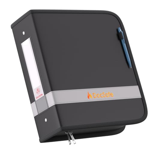 DocSafe 3-Ringbuch mit Reißverschluss, feuerfest, 7,6 cm, rund, mit 2 Innentaschen, PVC-frei, tragbar, für Schule, Büro, Zuhause, sichere Aufbewahrung für Briefgröße 21,6 x 27,9 cm, Papier, Fotos DocSafe 3-Ringbuch mit Reißverschluss, feuerfest, 7,6 cm, rund, mit 2 Innentaschen, PVC-frei, tragbar, für Schule, Büro, Zuhause, sichere Aufbewahrung für Briefgröße 21,6 x 27,9 cm, Papier, Fotos von DocSafe