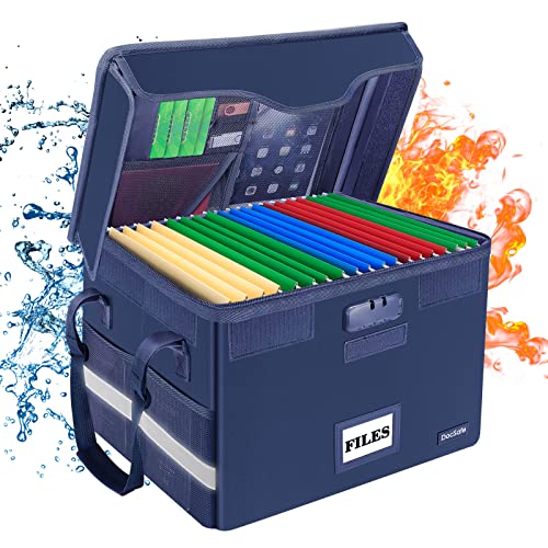 DocSafe Aktenbox, feuerfeste Dokumentenbox mit Schloss, Aktenaufbewahrung, Organizer-Box mit Einstecktasche, zusammenklappbar, tragbar, Aktenschrank, Heimbüro, Aktenschrank mit Griff zum Aufhängen von von DocSafe