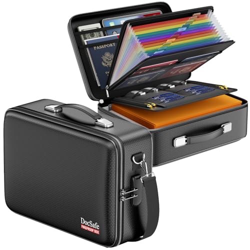 DocSafe Feuerfeste Dokumentenbox mit Schloss, Hartschalenkoffer, Aktenordner mit Akkordeon-Aktenordner, feuerfest, wasserabweisend, sichere Box, Heimbüro, Reiseaufbewahrung für wichtige Dokumente DocSafe Feuerfeste Dokumentenbox mit Schloss, Hartschalenkoffer, Aktenordner mit Akkordeon-Aktenordner, feuerfest, wasserabweisend, sichere Box, Heimbüro, Reiseaufbewahrung für wichtige Dokumente von DocSafe