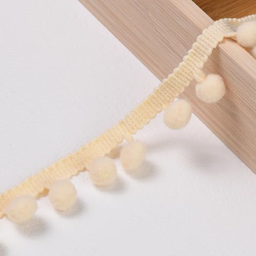Docache 20 Yards lang Pomponborte - Bommelborte, Pom Poms Quaste, Fransenborte, ideal für Nähen, Dekoration und DIY-Projekte (Beige) von Docache