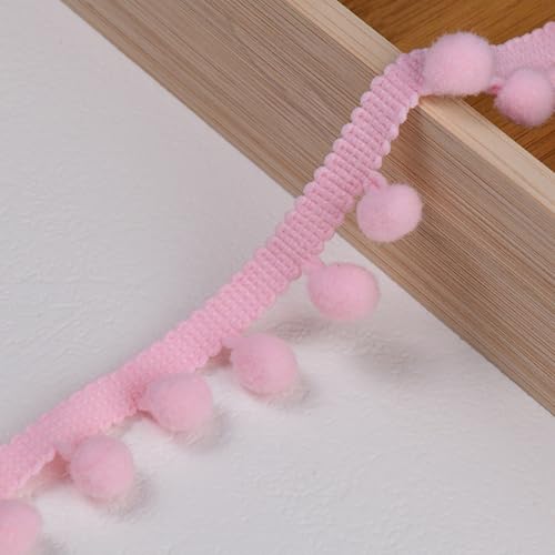 Docache 20 Yards lang Pomponborte - Bommelborte, Pom Poms Quaste, Fransenborte, ideal für Nähen, Dekoration und DIY-Projekte (Hellrosa) von Docache