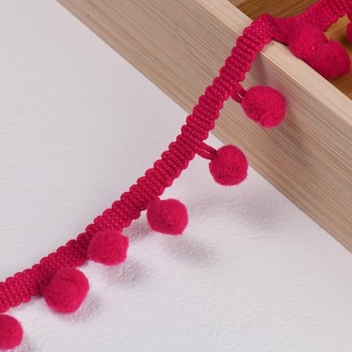 Docache 20 Yards lang Pomponborte - Bommelborte, Pom Poms Quaste, Fransenborte, ideal für Nähen, Dekoration und DIY-Projekte (Rose) von Docache