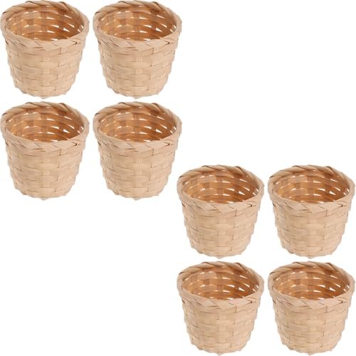 Docache 8 Stücke Mini-Körbe für Süßigkeiten und Sukkulenten Blumentopf Kaktus Topf Pflanzkorb Obstkorb Dekorationen Rattan Korb Geflochtener Blumenkorb (Groß) von Docache