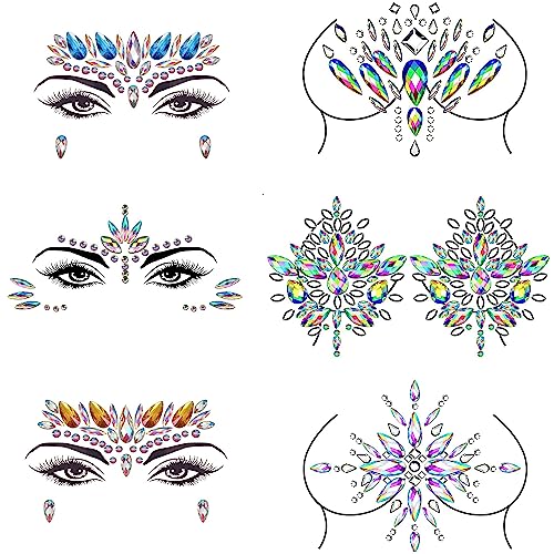 Dochais 6PCS Glitzersteine Gesicht Körper Strasssteine Selbstklebend Edelsteine Aufkleber Temporäre Tattoo Glitzer Gesicht Strass Körperschmuck Juwelen Kristall Schmucksteine Karneval Festival Outfit Dochais 6PCS Glitzersteine Gesicht Körper Strasssteine Selbstklebend Edelsteine Aufkleber Temporäre Tattoo Glitzer Gesicht Strass Körperschmuck Juwelen Kristall Schmucksteine Karneval Festival Outfit von Dochais