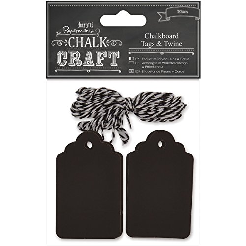Docrafts Chalk Craft Chalkboard Tags & Twine 20/pkg- von Docrafts