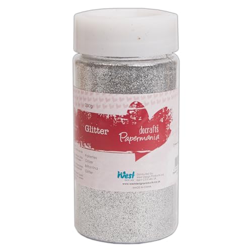 DoCrafts Große Feine Glitter Töpfe 250g Silver von Papermania