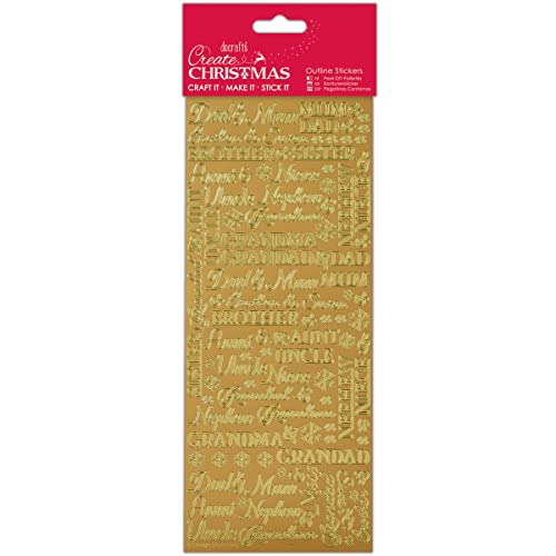 Docrafts"Traditional Xmas Relations" Aufkleber, Holz, Gold, 29 x 11 x 0,2 cm von Papermania