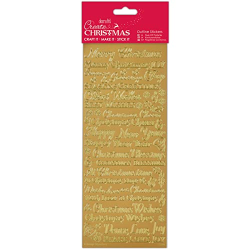 docrafts PMA 810906 "Traditional Xmas Sentiments" Umriss-Aufkleber, Holz, Gold, 29 x 11 x 0,2 cm von Papermania