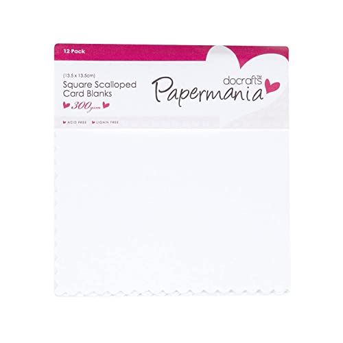 Papermania Ökologische Geschenkanhänger, mit gewelltem Rand, 300 g/m ², quadratischer Blanko-Karten und Umschläge, 12 Stück, weiß Papermania Ökologische Geschenkanhänger, mit gewelltem Rand, 300 g/m ², quadratischer Blanko-Karten und Umschläge, 12 Stück, weiß von Docrafts