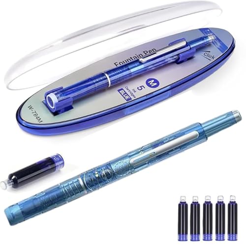 Doduiu Füllfederhalter, einziehbar, 0,38 mm, blaue und schwarze Tinte, transparenter Schaft, inklusive 5 nachfüllbaren Tintenpatronen, Füllfederhalter-Set mit feiner Spitze für glattes Schreiben, kein Doduiu Füllfederhalter, einziehbar, 0,38 mm, blaue und schwarze Tinte, transparenter Schaft, inklusive 5 nachfüllbaren Tintenpatronen, Füllfederhalter-Set mit feiner Spitze für glattes Schreiben, kein von Doduiu