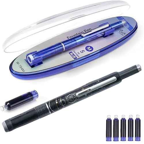 Doduiu Füllfederhalter, einziehbar, 0,38 mm, blaue und schwarze Tinte, transparenter Schaft, inklusive 5 nachfüllbaren Tintenpatronen, Füllfederhalter-Set mit feiner Spitze für glattes Schreiben, kein Doduiu Füllfederhalter, einziehbar, 0,38 mm, blaue und schwarze Tinte, transparenter Schaft, inklusive 5 nachfüllbaren Tintenpatronen, Füllfederhalter-Set mit feiner Spitze für glattes Schreiben, kein von Doduiu