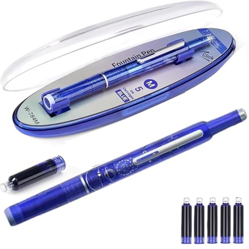 Doduiu Füllfederhalter, einziehbar, 0,38 mm, blaue und schwarze Tinte, transparenter Schaft, inklusive 5 nachfüllbaren Tintenpatronen, Füllfederhalter-Set mit feiner Spitze für glattes Schreiben, kein Doduiu Füllfederhalter, einziehbar, 0,38 mm, blaue und schwarze Tinte, transparenter Schaft, inklusive 5 nachfüllbaren Tintenpatronen, Füllfederhalter-Set mit feiner Spitze für glattes Schreiben, kein von Doduiu