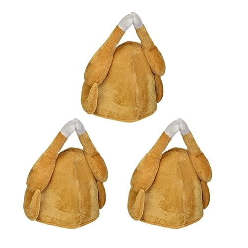 Doengdfo 3 Stück Gefüllter Gebratener Truthahn mit Thanksgiving-Hut, Neuheit, Gelbes Gekochtes Huhn, Geheimnisvoll, Einzigartige Anziehparty von Doengdfo