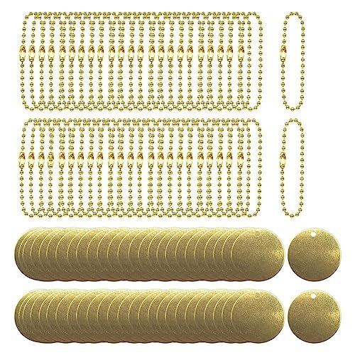 Doengdfo 50 Stück Messing-Ventilanhänger mit Loch, 2,4 mm Kugelketten, Passend für Rohrventile, Ausrüstung, Werkzeugschlüssel-Beschriftung von Doengdfo