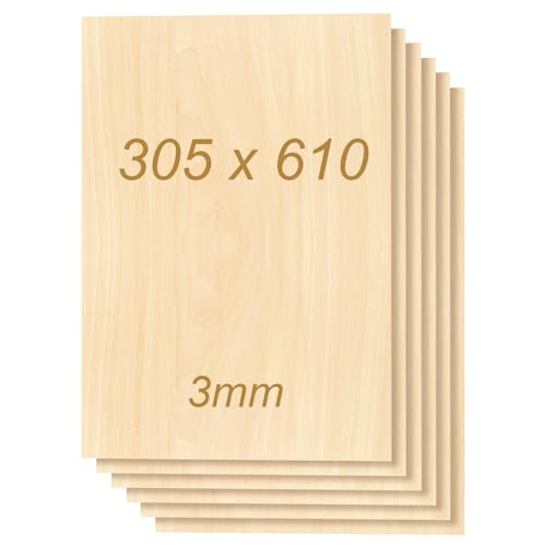 Dofiki 15 Stück 305 x 610 x 3mm Linde Sperrholz Laserfähig Linden Sperrholz Platten Laser Holz 3mm plywood Lindensperrholz (12x24 Zoll) von Dofiki