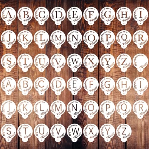 Buchstaben-Plätzchen-Schablonen für Zuckerguss, 53 Stück, wiederverwendbare Alphabet-Buchstaben-Schablonen zum Backen, Zeichnen, Dessert, Kaffee, Dekoration Buchstaben-Plätzchen-Schablonen für Zuckerguss, 53 Stück, wiederverwendbare Alphabet-Buchstaben-Schablonen zum Backen, Zeichnen, Dessert, Kaffee, Dekoration von Doflyok
