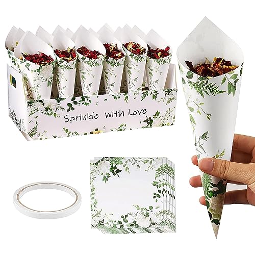Dog's Booty 30 Stück BlüTenbläTter Hochzeit Papier Kegel 1Stück 20 Löcher BlüTenkonfetti Kegel Halter 1Stück Doppelseitigem Klebeband für Konfetti Blütenblätter Candy Schokoladen Streublumen Hochzeit von Dog's Booty