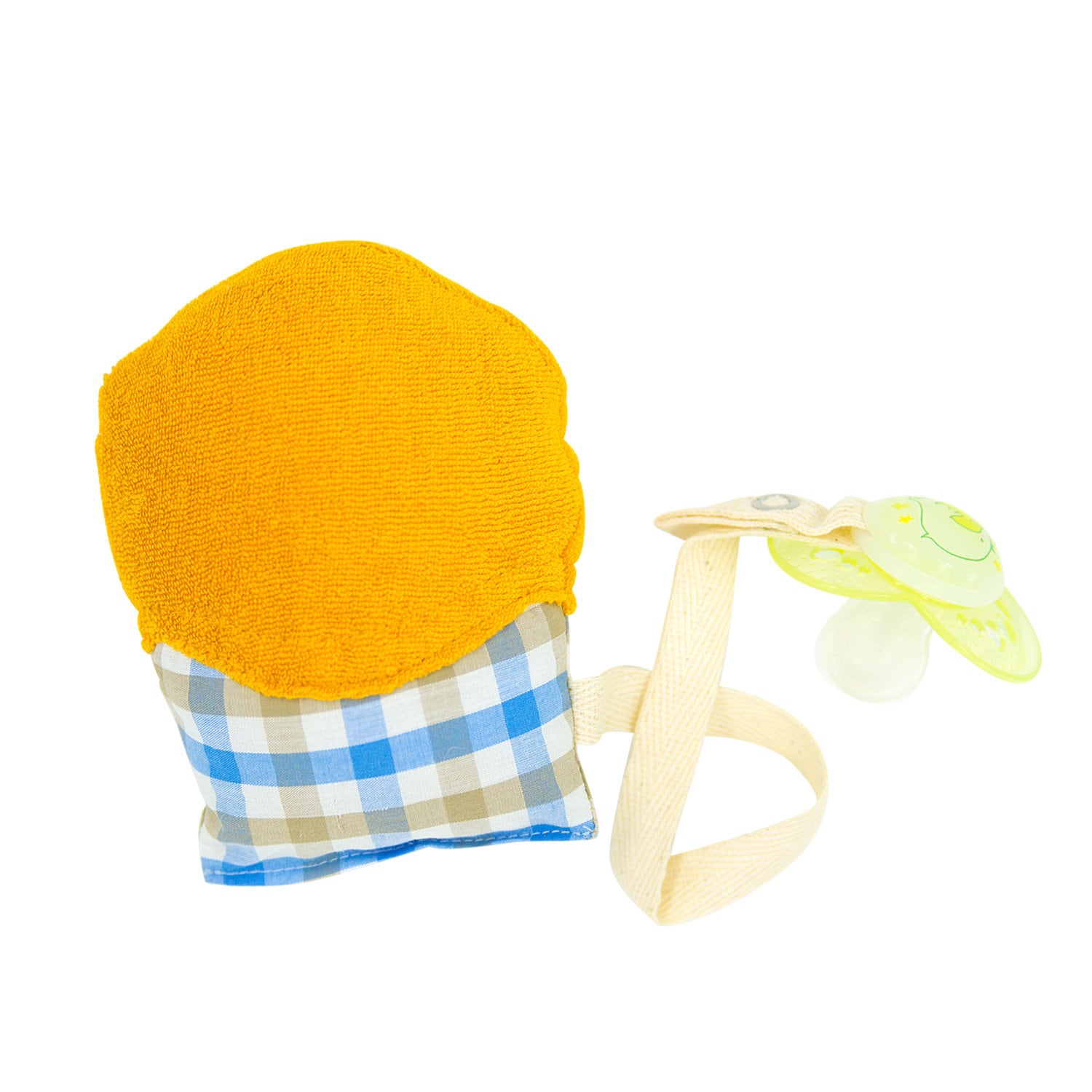 Schnullerkette "Cupcake" Aus Bio-Baumwolle Gelb Schnullerband Schnullertier von DogsLoveCatsMUC