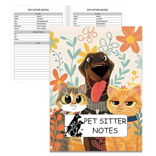 Doiyislem Pet Sitter Notizbuch - Leichtes Kratzfestes Umschlag Multifunktionale Notizen,Haustier Betreuer Buch,für Hunde Welpen Katzen Zuhause Reisen Drinnen Draußen von Doiyislem