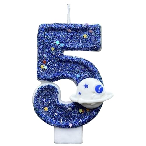 Geburtstag weltraums Themed Kerzen - Glitzernde Kerze, Kinder Geburtstagskuchen Dekoration, weltraums Planet Party Kerzen, Partydeko Für Geburtstagsfeiern, Dekorative Kerzen (Nummer 0-9) von Doiyislem