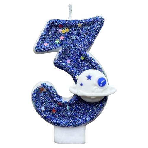 Geburtstag weltraums Themed Kerzen - Glitzernde Kerze, Kinder Geburtstagskuchen Dekoration, weltraums Planet Party Kerzen, Partydeko Für Geburtstagsfeiern, Dekorative Kerzen (Nummer 0-9) von Doiyislem