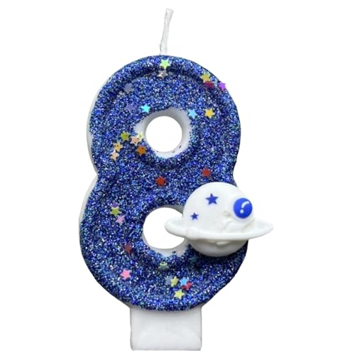 Geburtstag weltraums Themed Kerzen - Glitzernde Kerze, Kinder Geburtstagskuchen Dekoration, weltraums Planet Party Kerzen, Partydeko Für Geburtstagsfeiern, Dekorative Kerzen (Nummer 0-9) von Doiyislem