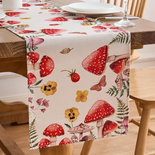 Tischläufer Pilz Modern Rot Abwaschbar Erdbeere Schmetterling Polyester Bunt Frühling Sommer Herbst Küche Esstisch Dekoration für drinnen und draußen Urlaub Party Wohnzimmer Dekor 40x140cm Tischläufer Pilz Modern Rot Abwaschbar Erdbeere Schmetterling Polyester Bunt Frühling Sommer Herbst Küche Esstisch Dekoration für drinnen und draußen Urlaub Party Wohnzimmer Dekor 40x140cm von Dokeleen