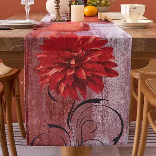 Tischläufer Rot Retro Tischläufer Outdoor Wetterfest Tischläufer mit Blume Abstrakte Tischläufer Abwaschbar Rustikales Ölgemälde für Wohnkultur Küche Kaffee Urlaub Bauernhaus Partys Hochzeit 33x183 Tischläufer Rot Retro Tischläufer Outdoor Wetterfest Tischläufer mit Blume Abstrakte Tischläufer Abwaschbar Rustikales Ölgemälde für Wohnkultur Küche Kaffee Urlaub Bauernhaus Partys Hochzeit 33x183 von Dokeleen