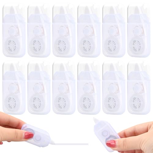 Dokeno 12 Stück Mini Korrekturroller, Korrekturmaus tippex flüssig 4m x 5mm, Kompakt Korrekturband Roller, White Out Tape, Mini Correction Tape Für Büro Heimbüro Oder Schule (Weiß) von Dokeno