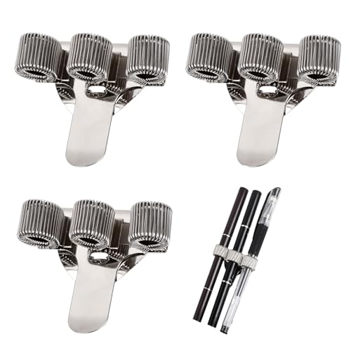 Dokeno 3 Stück Stifthalter Clips, Dreilöcher-Stifthalter aus Metall, Metall-Stifthalter mit 3 Löchern und Taschen-Clip für Ärzte, Krankenschwestern, Notizbuch, Uniform Dokeno 3 Stück Stifthalter Clips, Dreilöcher-Stifthalter aus Metall, Metall-Stifthalter mit 3 Löchern und Taschen-Clip für Ärzte, Krankenschwestern, Notizbuch, Uniform von Dokeno