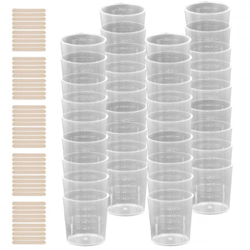 Dokeno 40stk Messbecher Kunststoff, 30ml Messbecher Klein Plastik Messbecher mit 50Stk Holzstäbchen Harz Mischbecher Epoxid Mischbecher für Labor Epoxidharz Kochen und Malerei Zubehörr Dokeno 40stk Messbecher Kunststoff, 30ml Messbecher Klein Plastik Messbecher mit 50Stk Holzstäbchen Harz Mischbecher Epoxid Mischbecher für Labor Epoxidharz Kochen und Malerei Zubehörr von Dokeno
