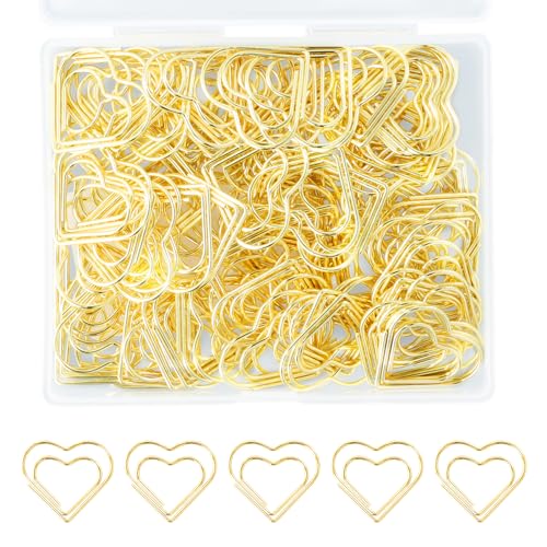 Dokeno Goldene Herzförmige Büroklammern, 100 Stück, 2.8cm, Dekorative Goldene Büroklammern, Herzförmige Paper Clips mit Transparentbox für Büro, Klassenzimmer, Aktenklammer Deko Dokeno Goldene Herzförmige Büroklammern, 100 Stück, 2.8cm, Dekorative Goldene Büroklammern, Herzförmige Paper Clips mit Transparentbox für Büro, Klassenzimmer, Aktenklammer Deko von Dokeno