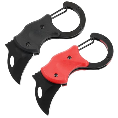Dokeno Klappmesser Schlüsselanhänger Messer, 2Pcs Schwarz&Rot EDC Klappmesser mit Karabiner, 3CR13 Edelstahl, Mini Taschenmesser Teppichmesser Tragbare für Outdoor Camping Haushalt Dokeno Klappmesser Schlüsselanhänger Messer, 2Pcs Schwarz&Rot EDC Klappmesser mit Karabiner, 3CR13 Edelstahl, Mini Taschenmesser Teppichmesser Tragbare für Outdoor Camping Haushalt von Dokeno