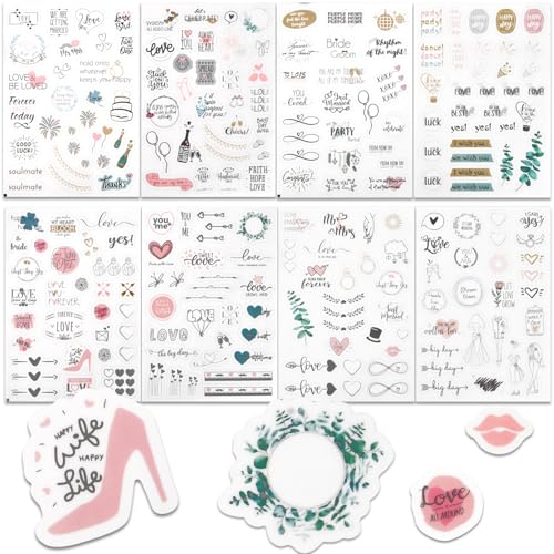 Dokeno Hochzeitsaufkleber 4 Bögen Vintage Hochzeit Sticker Matte Aufkleber für Gästebuch oder Sammelalbum, Wedding Deko Dokeno Hochzeitsaufkleber 4 Bögen Vintage Hochzeit Sticker Matte Aufkleber für Gästebuch oder Sammelalbum, Wedding Deko von Dokeno