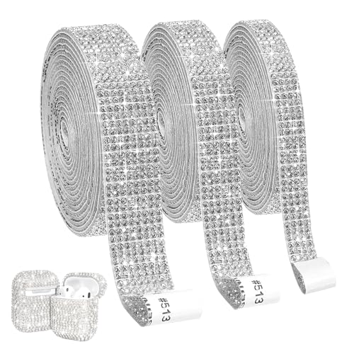 Dokeno Strassband Selbstklebend, 3 Rollen Silber Kristall Strasssteine Glitzerband Aufkleber mit 2mm Strass, Diamant Glitzersteine Selbstklebend für DIY Dekoration Party Hochzeit Dokeno Strassband Selbstklebend, 3 Rollen Silber Kristall Strasssteine Glitzerband Aufkleber mit 2mm Strass, Diamant Glitzersteine Selbstklebend für DIY Dekoration Party Hochzeit von Dokeno