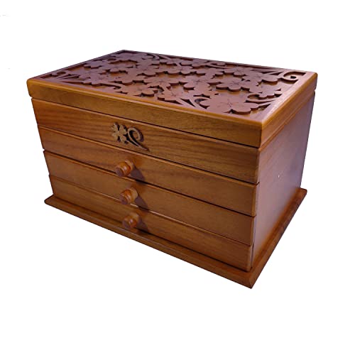 Hölzern Schnitzerei Schmuckkasten Holz Schmuckschatulle schmuckkästchen Holz Schmuckaufbewahrung mit Spiegel Hölzern Schnitzerei Schmuckkasten Holz Schmuckschatulle schmuckkästchen Holz Schmuckaufbewahrung mit Spiegel von DokinReich
