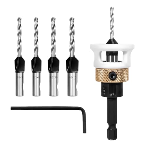 6 Stück Enkbohrer mit Senker Holz, Vorbohrer Mit Senker und Tiefenstopp, Holzbohrer mit Senker 1/4" Sechskantschaft, Senkkopfbohrer Holz, Bohrsenker mit Tiefenanschlag Set, 2.8/3.2/3.5/4 mm 6 Stück Enkbohrer mit Senker Holz, Vorbohrer Mit Senker und Tiefenstopp, Holzbohrer mit Senker 1/4" Sechskantschaft, Senkkopfbohrer Holz, Bohrsenker mit Tiefenanschlag Set, 2.8/3.2/3.5/4 mm von Doksvp