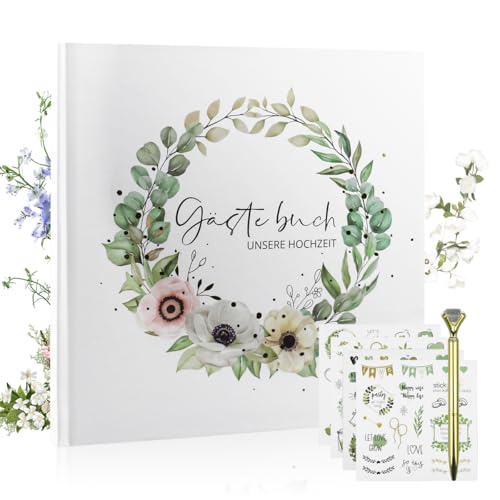 Gästebuch Hochzeit Personalisiert,mit 4 Schöne Aufkleber, 21x21cm Hochzeit Gästebuch, Hochzeit Gästebuch,Gästebuch Hochzeit,für Hochzeitsdekorationen Und Hochzeitsspiele für Frischvermählte von Doksvp