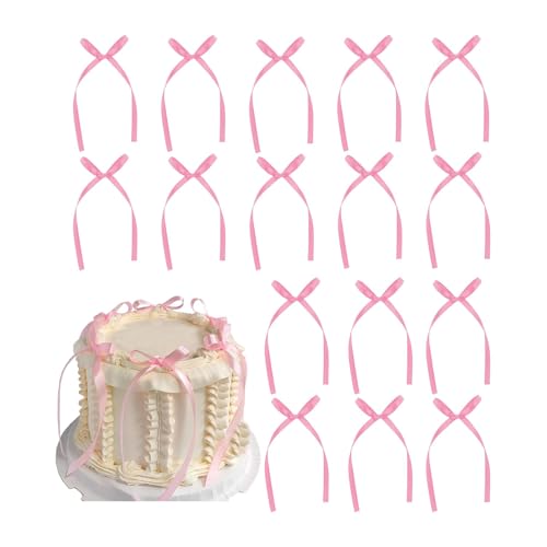 100 Stück Rosa Schleifen Tortendeko, 13x6,5cm Kuchendeko für Geburtstag, Hochzeit, Babyshower, Valentinstag,Elegante tortendeko mädchen von Dolaso