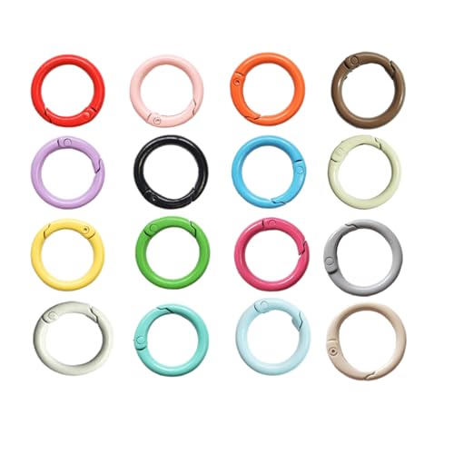 32 Stück Karabiner Rund 24mm, 16 Farben Metallringe mit Feder, Schlüsselringe Schnalle für DIY Schlüsselanhänger, Geldbeutel, Taschen, Schmuck und Bastelarbeiten von Dolaso