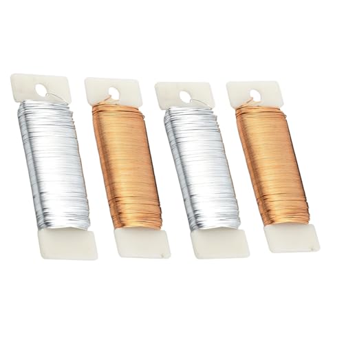 4 Rollen Basteldraht Dünn in Gold & Silber für Schmuckherstellung, Bastelarbeiten, Floristik, Blumengestecke, DIY-Dekorationen (0,35mm x 50m) von Dolaso