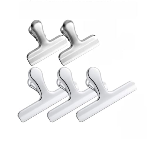 5 Stück Verschlussklammern, Metallklammern Clips für Tüten, Lebensmittel und Foto für Haus, Küche, Schule und Büro(12cm*3、7.8cm*2） von Dolaso