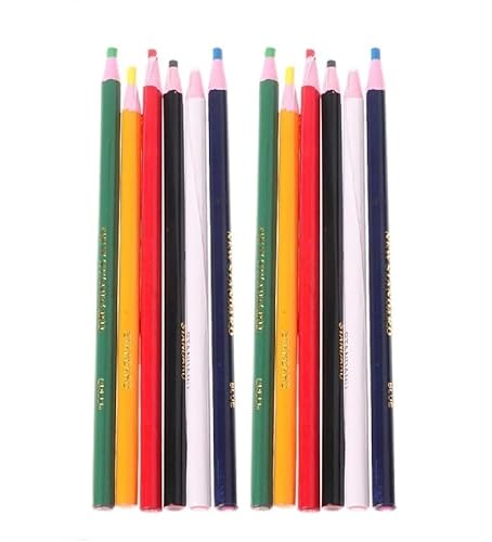 Dolaso 12 Stück Schneiderkreide, Schneiderkreidestift, Nähkreide Stoffkreide, Nähen Bleistift, Stoff Marker Stift für Schneiderei Nähen Notizen Basteln (6 Farben) von Dolaso