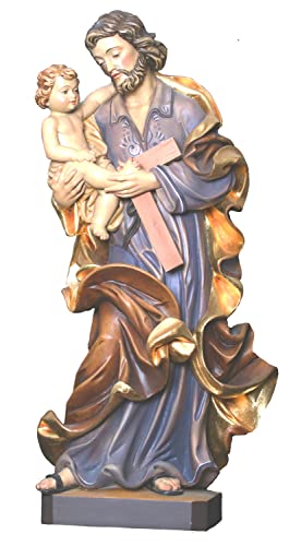 Heiligenfigur Heiliger Josef H 20 cm Josef mit Jesuskind Holzfigur Holzstatue Statue aus Ahornholz von Dolfi