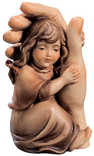 Schützende Hand mit Mädchen H 13 cm Schutzengel Engel Holzfigur Deko Statue aus Ahornholz von Dolfi